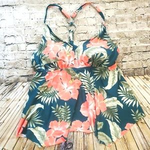 KONA Sol Floral V Neck Swim Suit Top